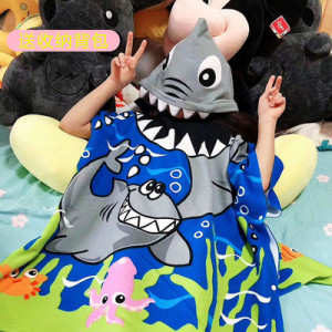 Детское полотенце с капюшоном, арт КД105, цвет: Big shark, размер L 120-160