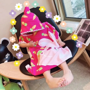 Детское полотенце с капюшоном, арт КД105, цвет: Pink rabbit, размер M 0-120