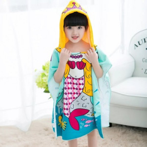 Детское полотенце с капюшоном, арт КД105, цвет: Blue Mermaid, размер M 0-120