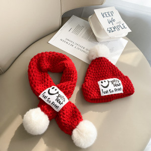 Комплект шапка и шарф, арт КО4, цвет:красный