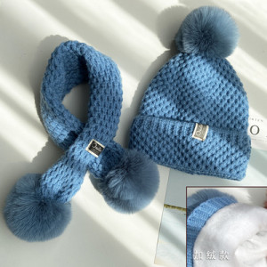 Комплект шапка и шарф, арт КО5, цвет: синий
