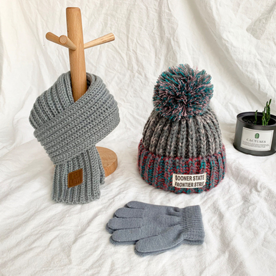 Комплект шапка, шарф и перчатки, арт КО1, цвет: серый