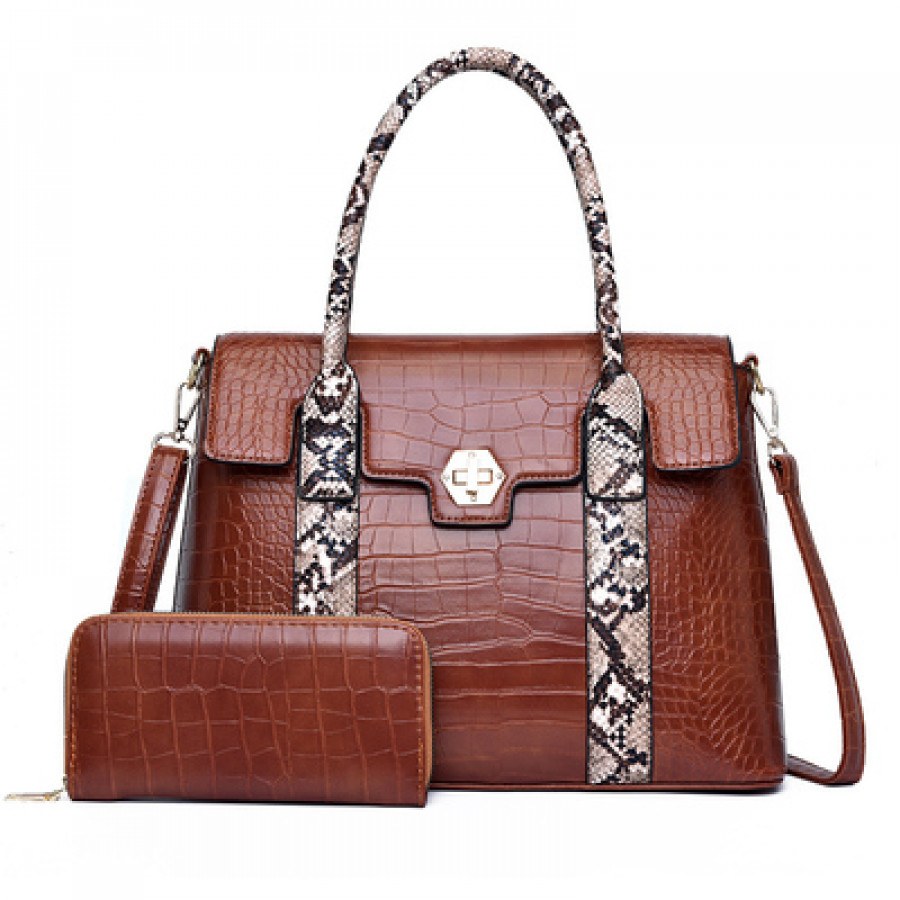 Комплект сумка и кошелёк, арт А48, цвет: коричневый ОЦ