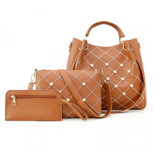 Набор сумок из 3 предметов, арт А54, цвет:коричневый