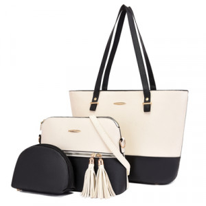 Набор сумок из 3 предметов, арт А64, цвет:белый с чёрным ОЦ