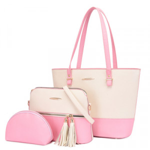 Набор сумок из 3 предметов, арт А64, цвет:белый с розовым ОЦ