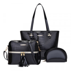 Комплект сумок из 3 предметов, арт А72, цвет:чёрный ОЦ
