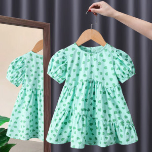 Платье детское, арт КД41, цвет:сердце зелёный