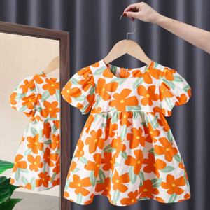 Платье детское, арт КД41, цвет:апельсиновые цветы