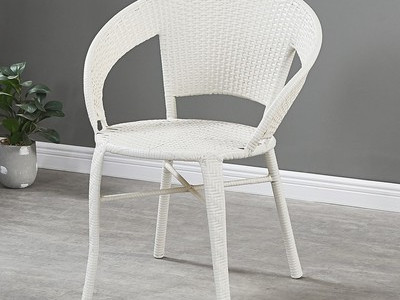 Кресло из искусственного ротанга(подушка в подарок), арт МБ1, цвет:молочно-белый