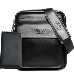Комплект сумка + кошелек мужской, арт МК9, цвет: чёрный