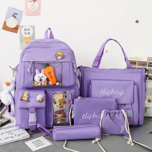 Комплект рюкзак из 5 предметов, арт Р69, цвет:фиолетовый (без брелка)