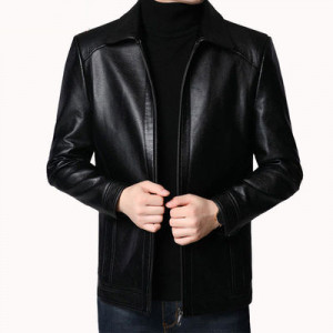 Куртка мужская арт МЖ118, цвет:чёрный, воротник лацкан демисезон