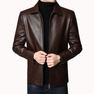 Куртка мужская арт МЖ118, цвет:коричневый, воротник лацкан демисезон