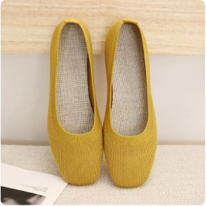Туфли женские, арт ОБ119, цвет:желтый,сетка