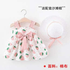 Комплект платье со шляпой, арт КД163, цвет: клубнично-розовое
