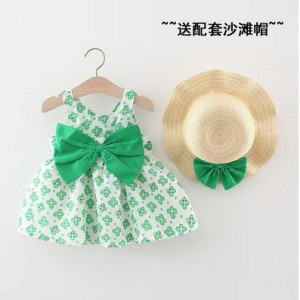 Комплект платье со шляпой, арт КД163, цвет: четыре лепестка зелёный