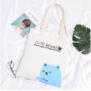 Холщовая сумка, арт Б262, цвет: белый милый медведь ОЦ