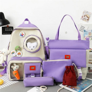 Набор рюкзак из 4 предметов, арт Р126, цвет:фиолетовый с брелком
