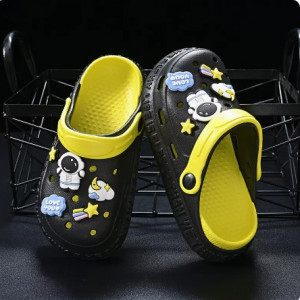 Обувь детская летняя, арт ОДД57, цвет: чёрный и жёлтый, звезда и луна ОЦ