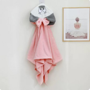 Полотенце с капюшоном, арт КД153, цвет:розовый маус 70*140 см