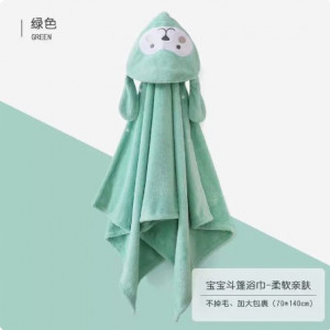 Полотенце с капюшоном, арт КД153, цвет:зелёная обезьяна 70*140 см