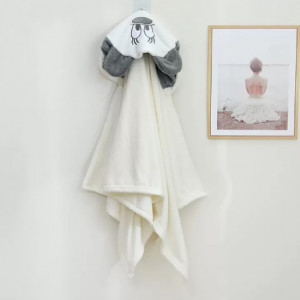 Полотенце с капюшоном, арт КД153, цвет: белый маус 70*140 см