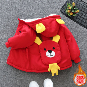 Куртка детская, арт КД130, цвет: медведь-рюкзак красный