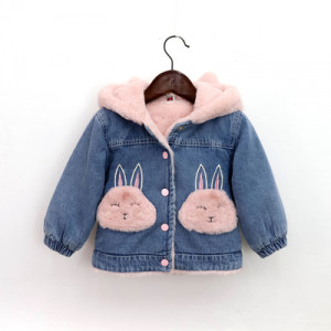 Джинсовая куртка детская, арт КД142, цвет:Pink Bunny