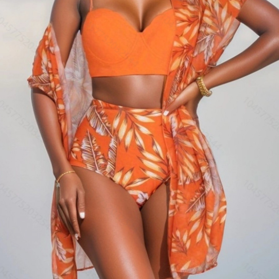 Купальник из 3 частей, арт КП18, цвет: оранжевый