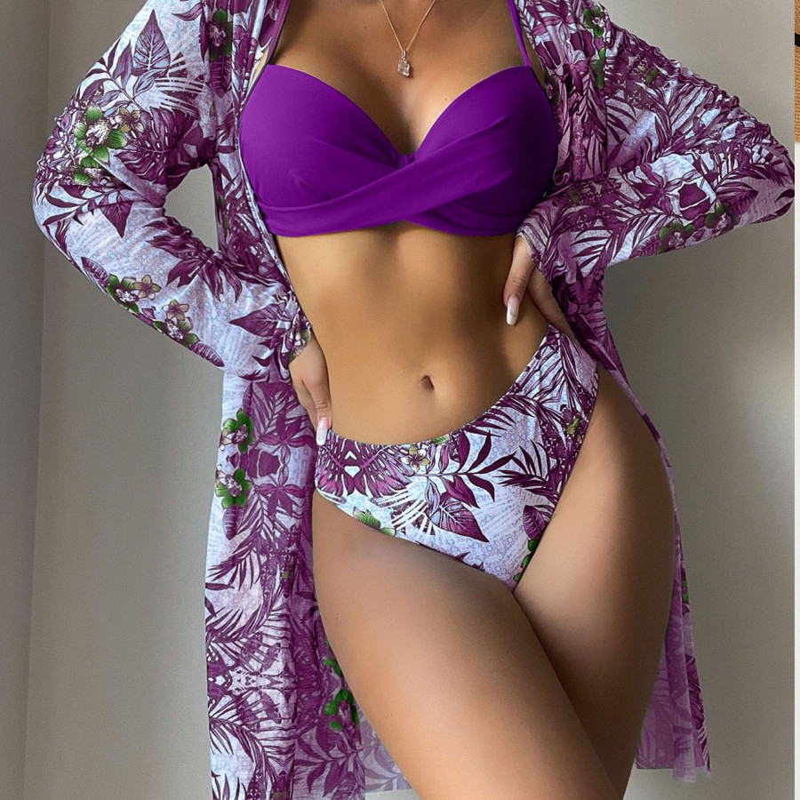 Купальник из 3 частей, арт КП1, цвет: тёмно - фиолетовый