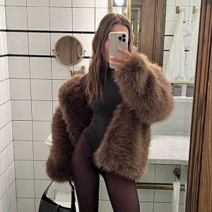 Шуба женская, арт НКЖ7, цвет:коричневый