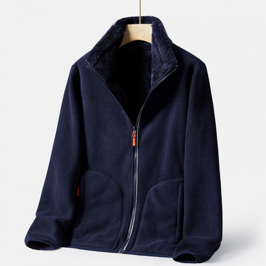 Кофта мужская флисовая, двусторонняя, арт МЖ232, цвет: тёмно-синий