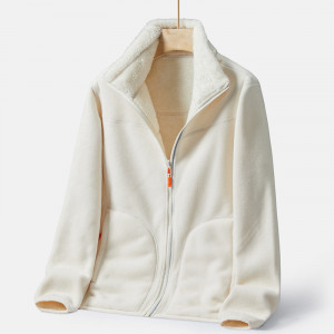 Кофта мужская флисовая, двусторонняя, арт МЖ232, цвет: слоновая кость