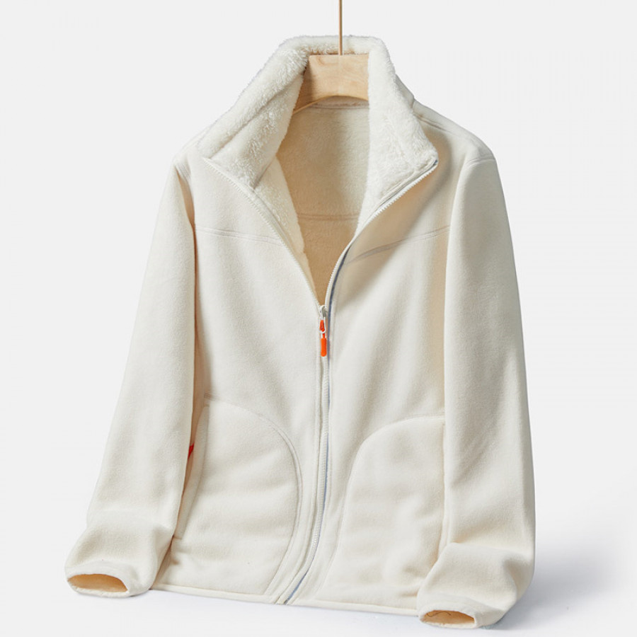 Кофта мужская флисовая, двусторонняя, арт МЖ232, цвет: слоновая кость