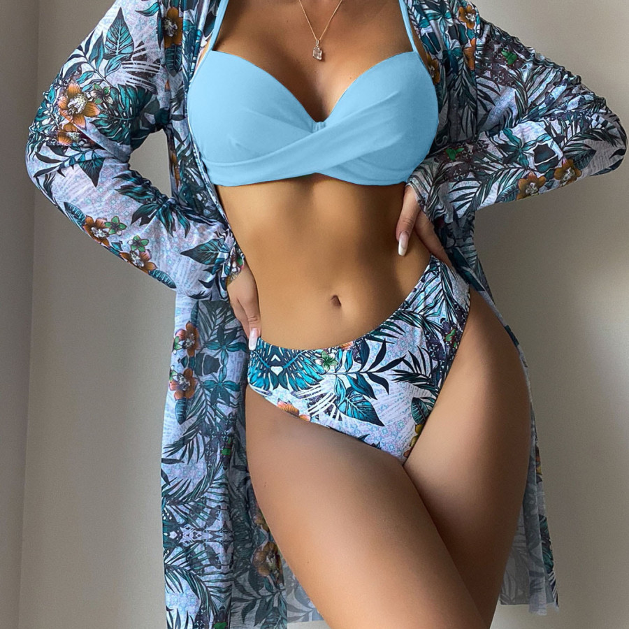 Купальник из 3 частей, арт КП1, цвет: небесно-голубой