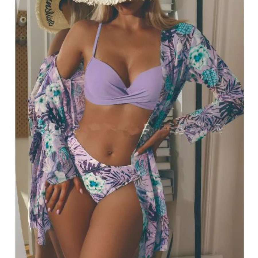 Купальник из 3 частей, арт КП1, цвет: светло - фиолетовый