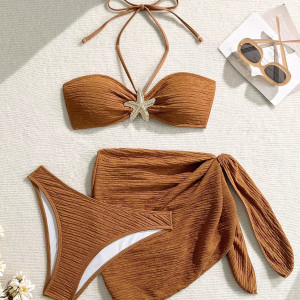 Купальник из 3 частей, арт КП2, цвет: коричневый