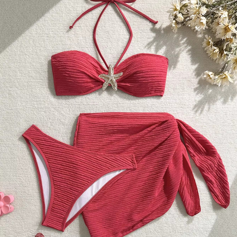 Купальник из 3 частей, арт КП2, цвет: красный