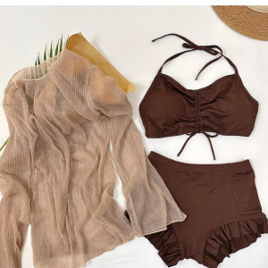 Купальник из 3 частей, арт КП21, цвет: кофе