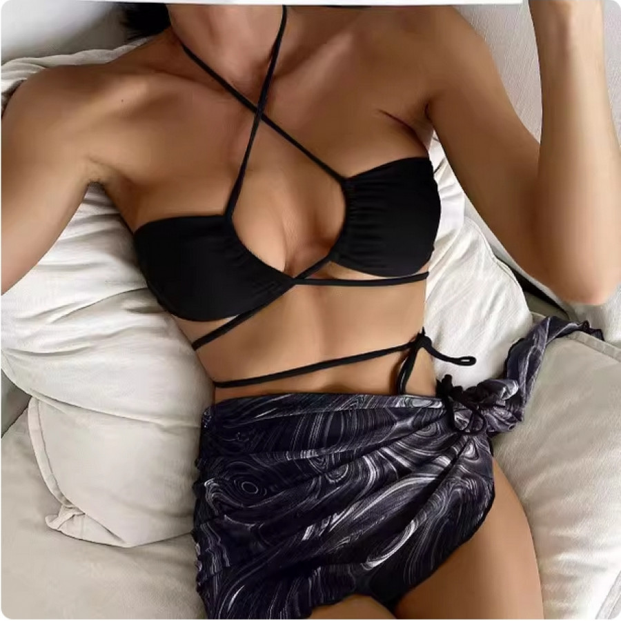 Купальник из 3 предметов, арт КП27, цвет:чёрный