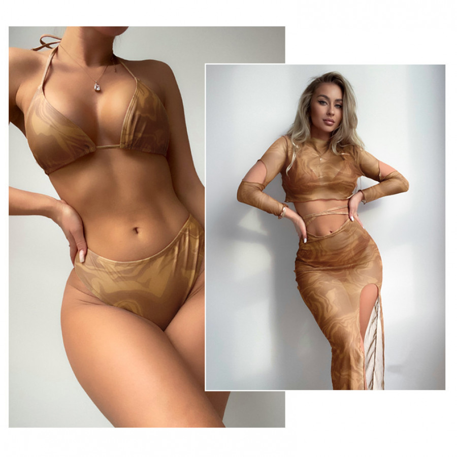 Купальник из 4 предметов, арт КП34, цвет: коричневый