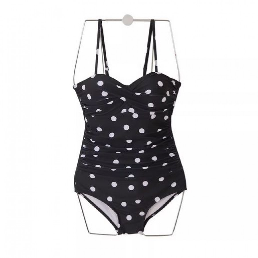 Купальник слитный, арт КП33, цвет:чёрный горох