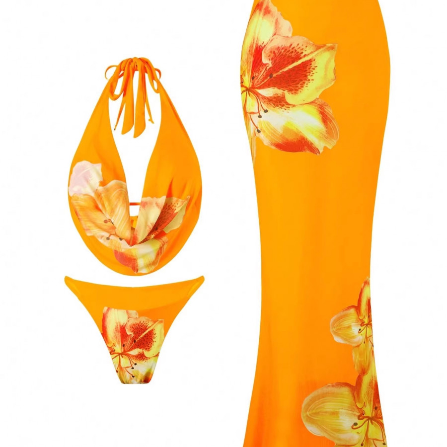 Купальник из 4 предметов, арт КП41, цвет: оранжевый